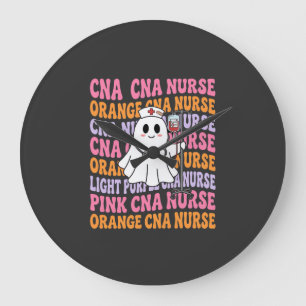 Halloween-CNA-Krankenschwester-Geister-Design Große Wanduhr