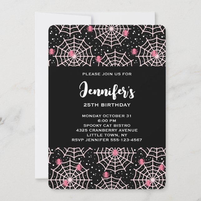 Halloween Cobnets & Spiders Muster Geburtstag Einladung (Vorderseite)