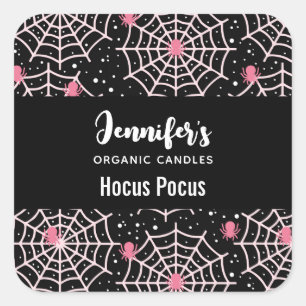 Halloween Cobnets & Spiders Pattern Candle Biz Quadratischer Aufkleber