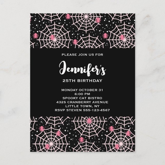 Halloween Cobnets & Spiders Pattern Einladungspostkarte (Vorderseite)