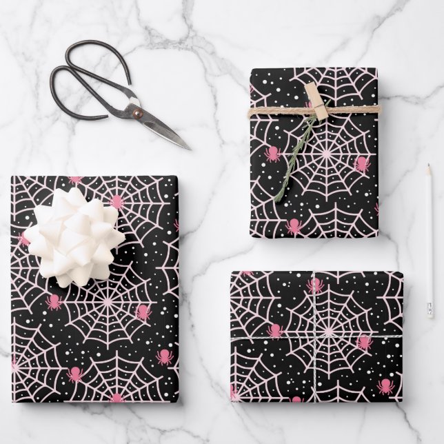 Halloween Cobnets & Spiders Pattern Geschenkpapier Set (Vorderseite)