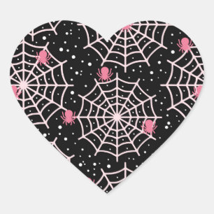 Halloween Cobnets & Spiders Pattern Herz-Aufkleber