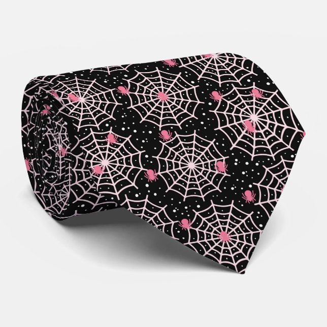 Halloween Cobnets & Spiders Pattern Krawatte (Gerollt)