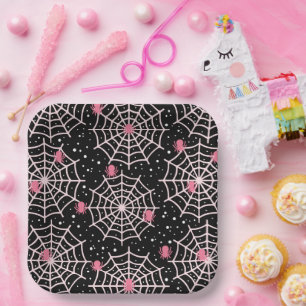 Halloween Cobnets & Spiders Pattern Pappteller