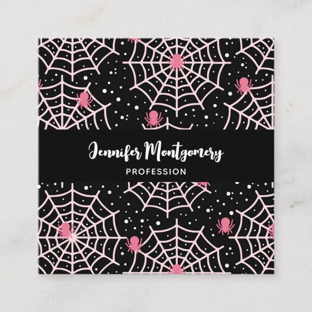 Halloween Cobnets & Spiders Pattern Quadratische Visitenkarte (Vorderseite)