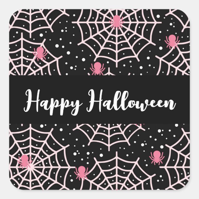 Halloween Cobnets & Spiders Pattern Quadratischer Aufkleber (Vorderseite)