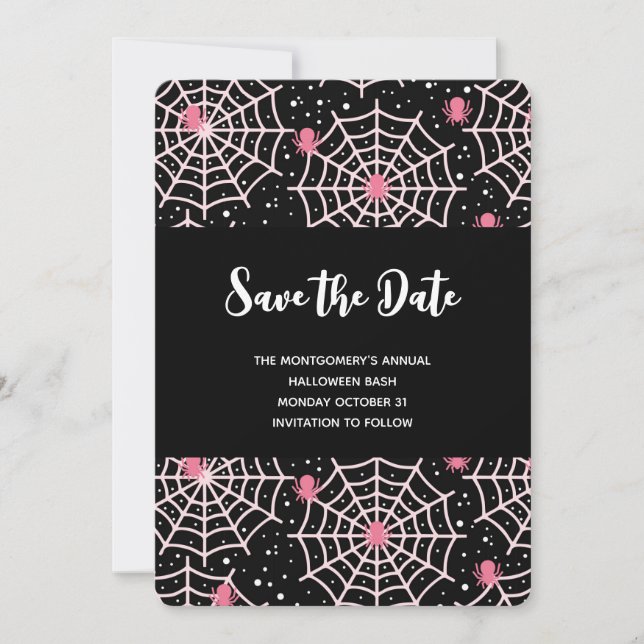 Halloween Cobnets & Spiders Pattern Save The Date (Vorderseite)