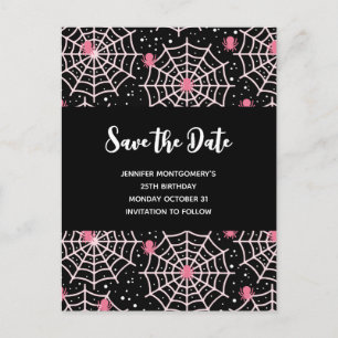 Halloween Cobnets & Spiders Pattern Save the Date Einladungspostkarte