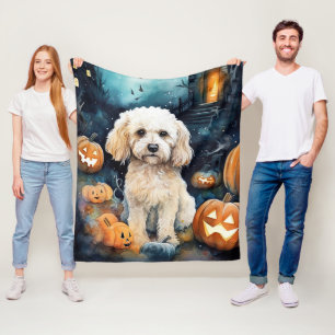 Halloween Cockapoo mit Pumpkins Beängstigend Fleecedecke
