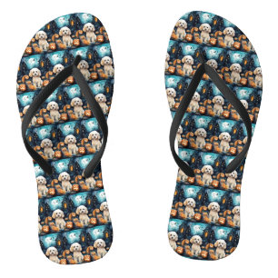 Halloween Cockapoo mit Pumpkins Beängstigend Flip Flops