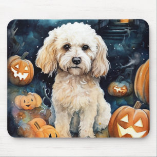 Halloween Cockapoo mit Pumpkins Beängstigend Mousepad