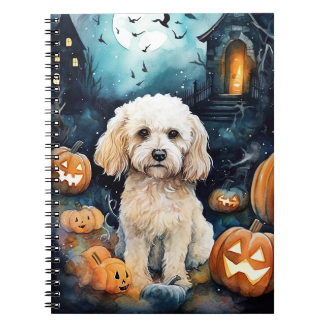 Halloween Cockapoo mit Pumpkins Beängstigend Notizblock (Vorderseite)