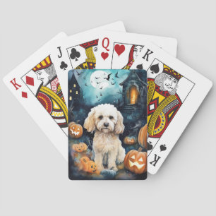 Halloween Cockapoo mit Pumpkins Beängstigend Spielkarten