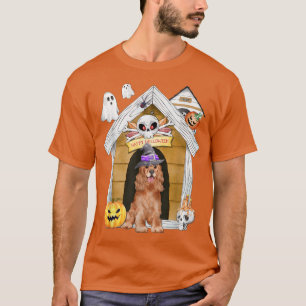 Halloween Cocker Spaniel Dog Hexe Spuk Haus T-Shirt