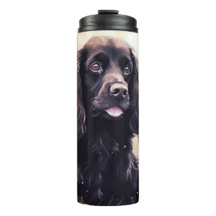 Halloween Cocker Spaniel mit Kürbissen  Thermosbecher