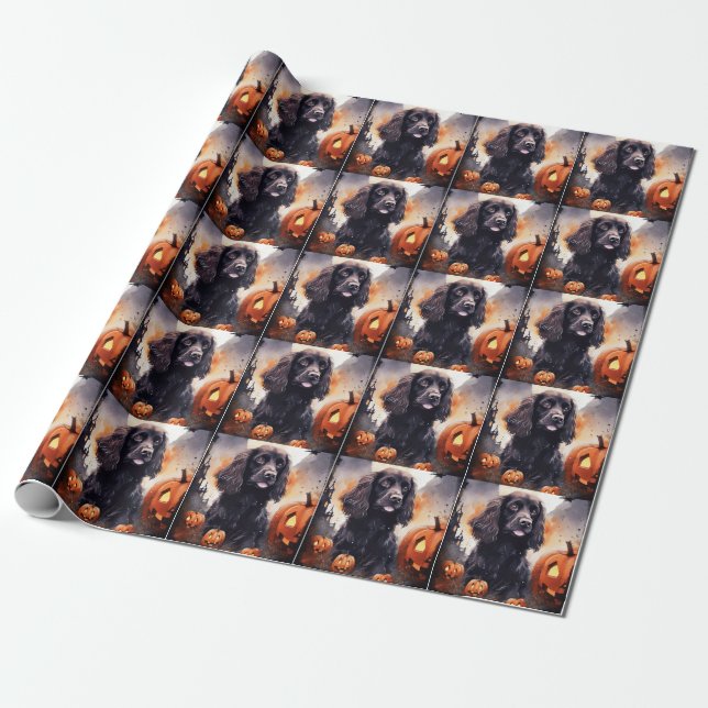Halloween Cocker Spaniel mit Pumpkins Geschenkpapier (Ungerollt)