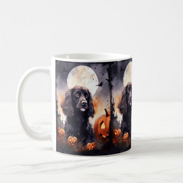 Halloween Cocker Spaniel mit Pumpkins Kaffeetasse (Links)