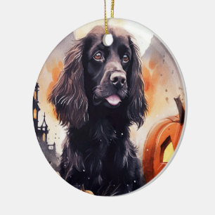 Halloween Cocker Spaniel mit Pumpkins Keramik Ornament