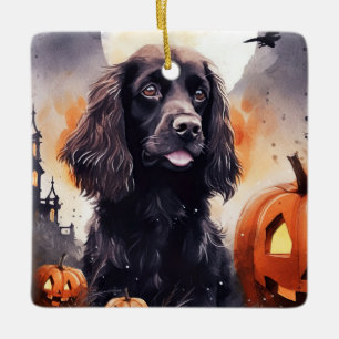 Halloween Cocker Spaniel mit Pumpkins Keramikornament
