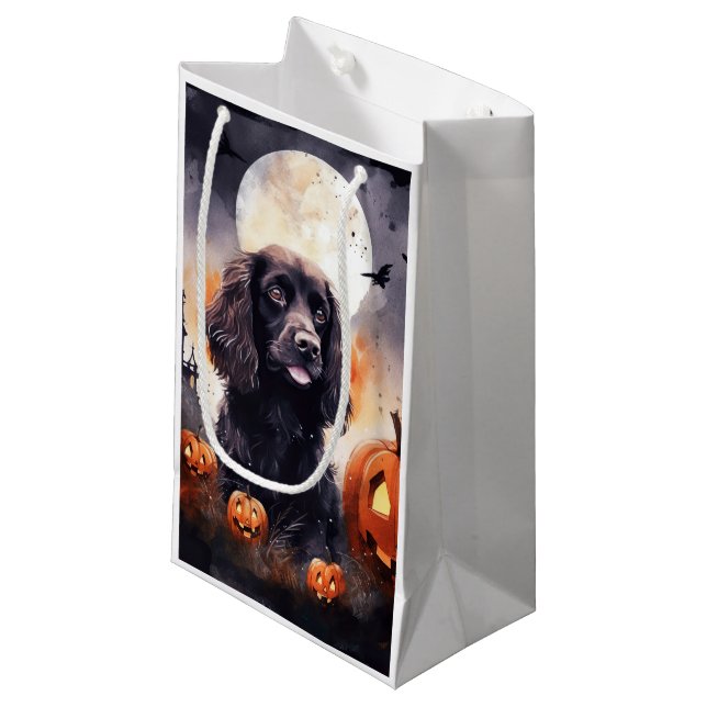 Halloween Cocker Spaniel mit Pumpkins Kleine Geschenktüte (Vorderseite Schrägansicht)