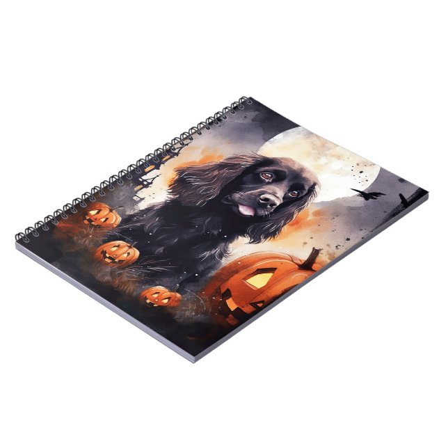 Halloween Cocker Spaniel mit Pumpkins Notizblock (Linke Seite)
