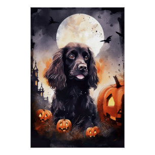 Halloween Cocker Spaniel mit Pumpkins Poster