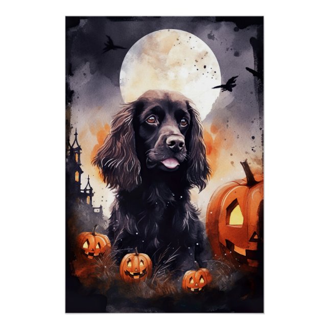 Halloween Cocker Spaniel mit Pumpkins Poster (Vorderseite)