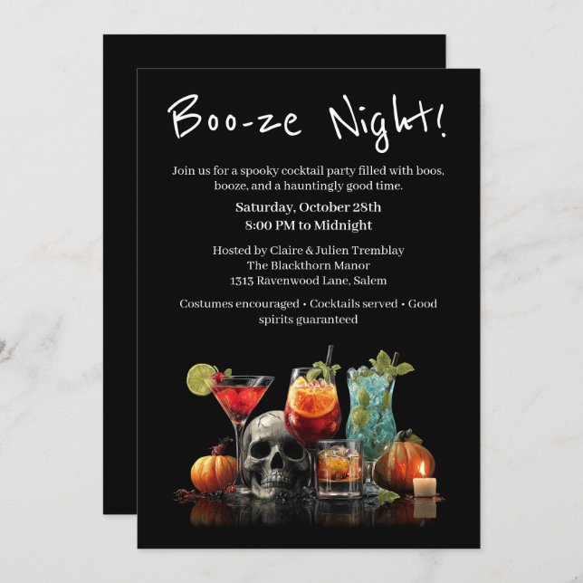 Halloween Cocktail Party | Booze Night Einladung (Vorne/Hinten)
