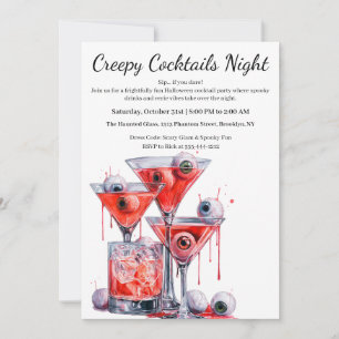 Halloween Cocktail Party   Creepy Eyeball Drink Einladung