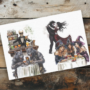 Halloween Cocktail Party Hexen Wasserfarbe Seidenpapier