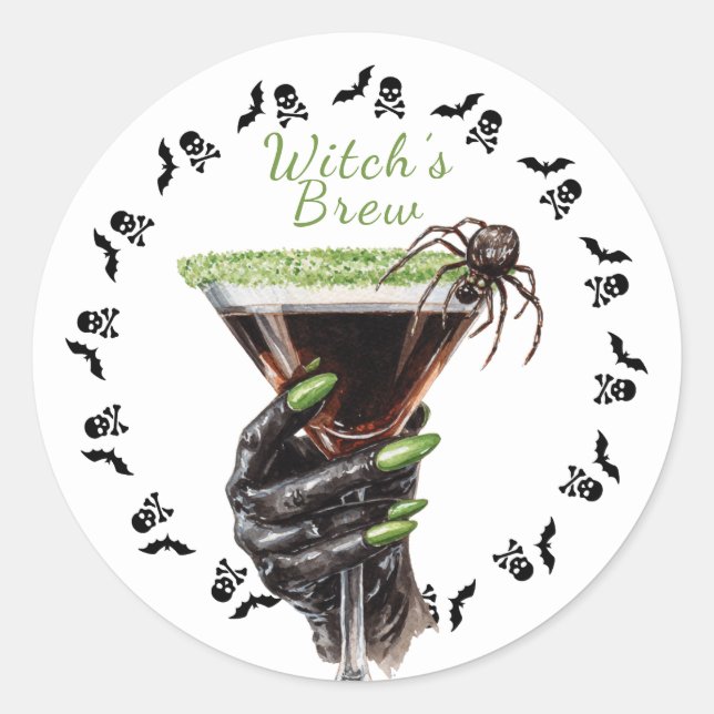 Halloween Cocktail Party | Hexensticker Runder Aufkleber (Vorderseite)