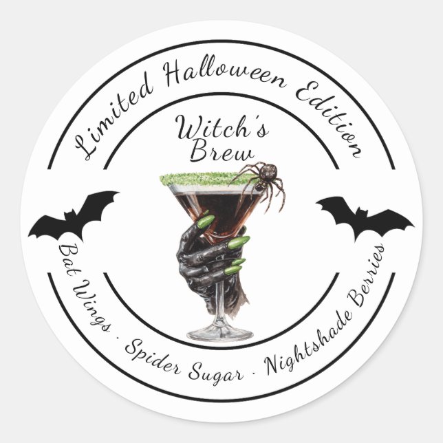 Halloween Cocktail Party | Hexensticker Runder Aufkleber (Vorderseite)