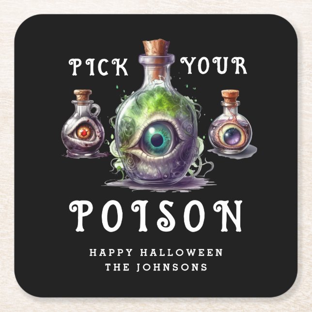 Halloween Cocktail Party Pick Your Poison Rechteckiger Pappuntersetzer (Vorderseite)
