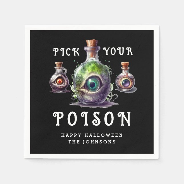 Halloween Cocktail Party Pick Your Poison Serviette (Vorderseite)