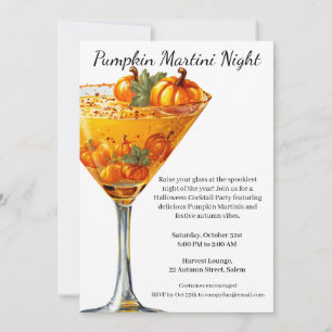 Halloween Cocktail Party   Pumpkin Martini Einladung