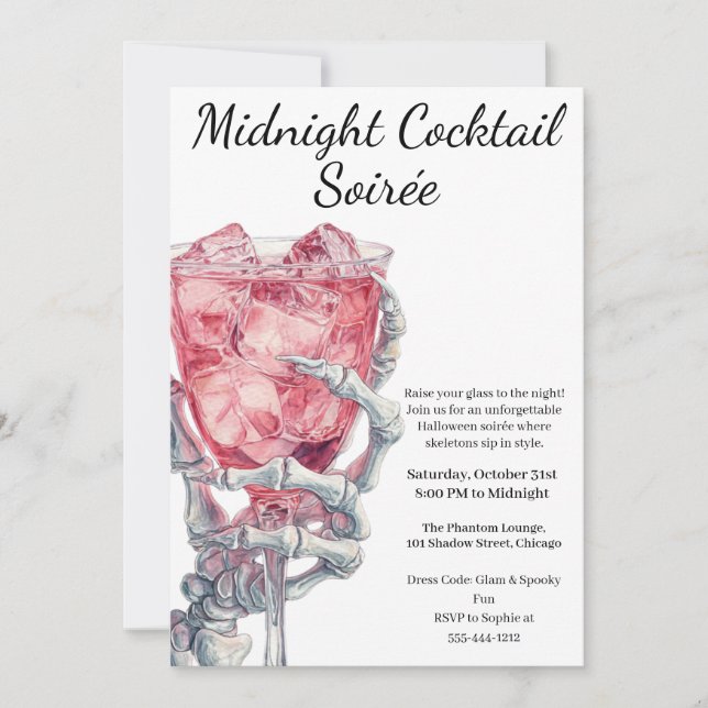 Halloween Cocktail Party | Skeleton Hand Einladung (Vorderseite)