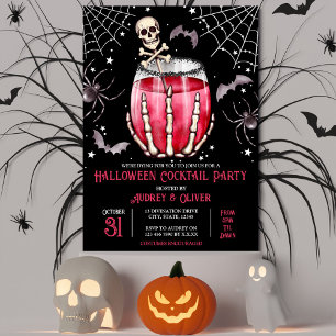 Halloween Cocktail Party Skulls und Spinnennetze Einladung