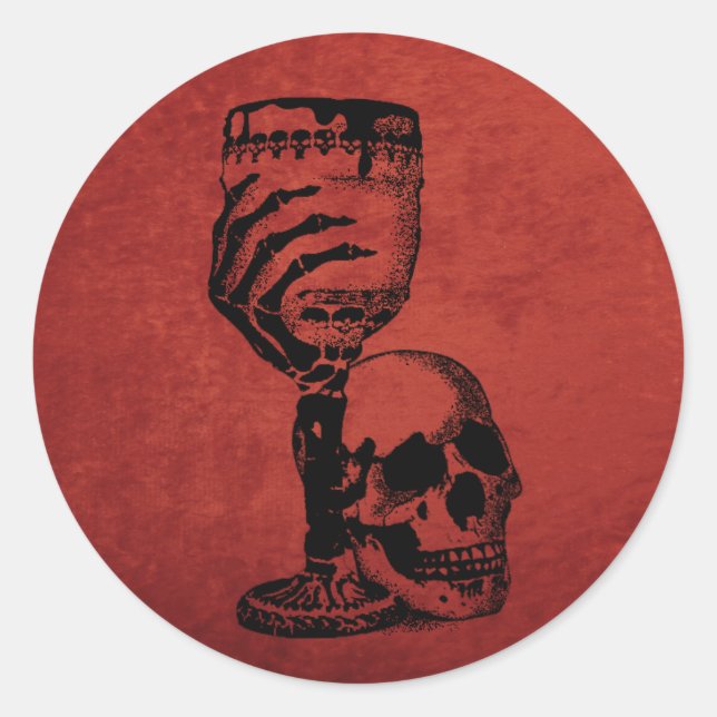 Halloween Cocktail Skull Weinglas Runder Aufkleber (Vorderseite)