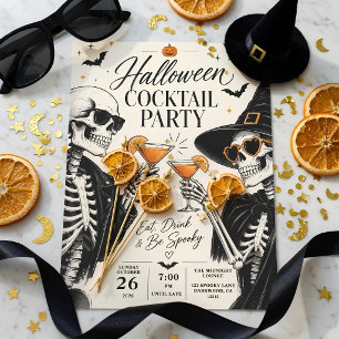 Halloween-Cocktailparty Chic Skeleton Cocktail Feiertagskarte
