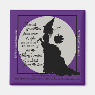 Halloween-Cocktailparty-Einladung Vintage Hexe Magnet