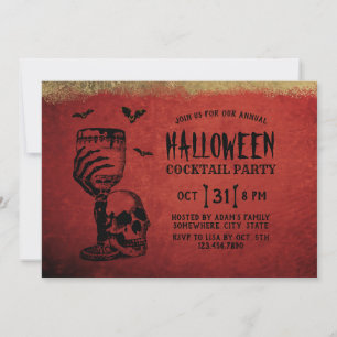 Halloween-Cocktailparty-Totenschädel-Blutiges Wein Einladung