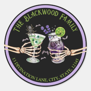 Halloween Cocktails Rücksendeadresse Runder Aufkleber