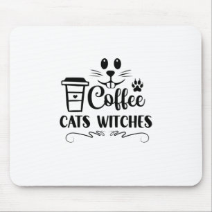 Halloween Coffee Cats Hexen Geburtstag Mousepad