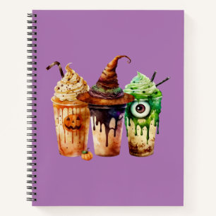 Halloween Coffee Drink Aquarelltrio Notizbuch