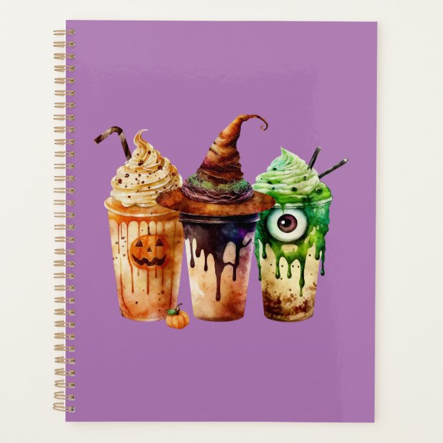 Halloween Coffee Drink Aquarelltrio Planer (Vorderseite)