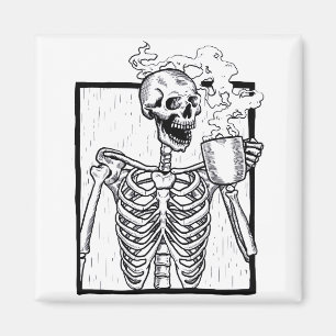 halloween coffee drink skelett magnet