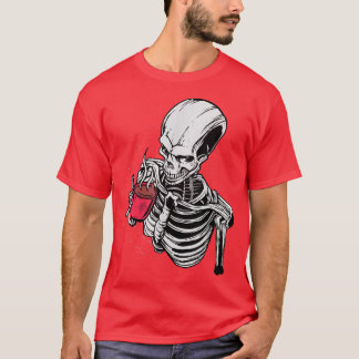 Halloween Coffee Lover Funny Skeleton Drink Co T-Shirt