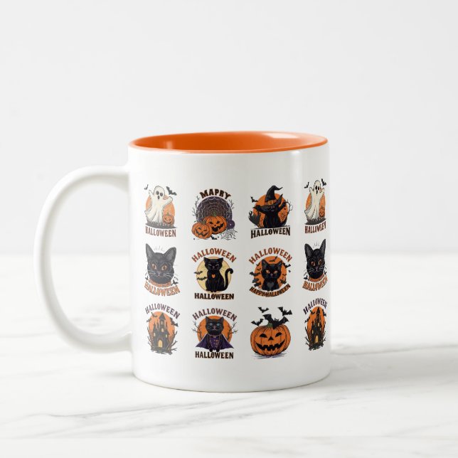 Halloween Coffee Tasse mit Niedlichen Spooky Chara (Links)