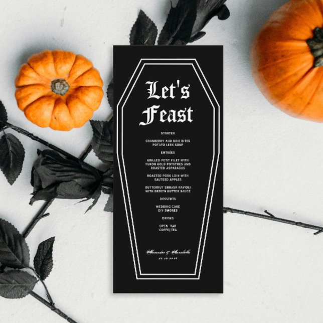 Halloween Coffin Wedding Menu DIY Menükarte (Von Creator hochgeladen)