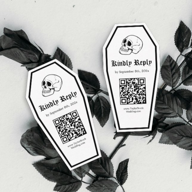 Halloween Coffin Wedding RSVP Qr Code DIY Begleitkarte (Von Creator hochgeladen)